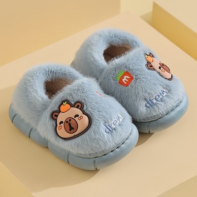 卡皮巴拉儿童包跟棉鞋男童女童冬