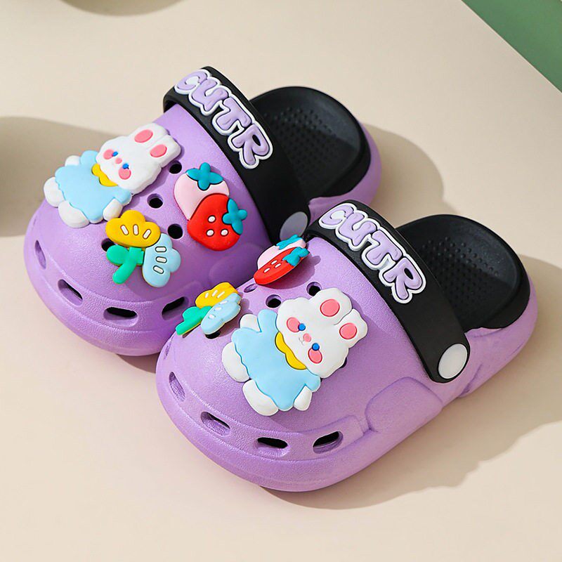 儿童洞洞鞋夏季男童女宝厚底凉拖防滑可爱卡通宝宝包头学步凉拖鞋