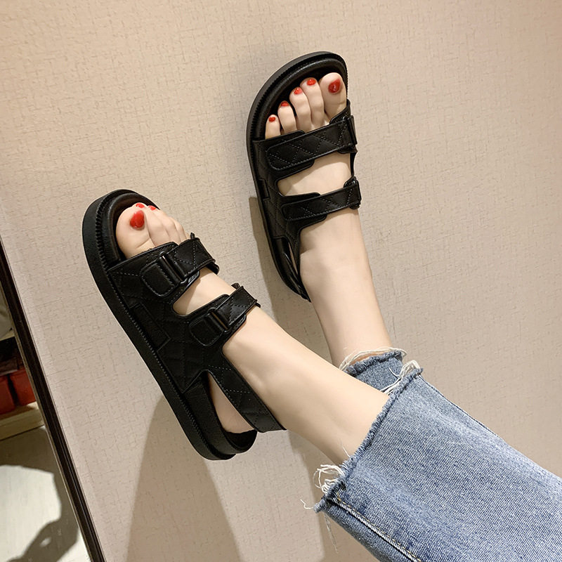 防滑软防臭情侣厚底外穿时尚两带运动凉鞋拖鞋女夏ins少女心家用