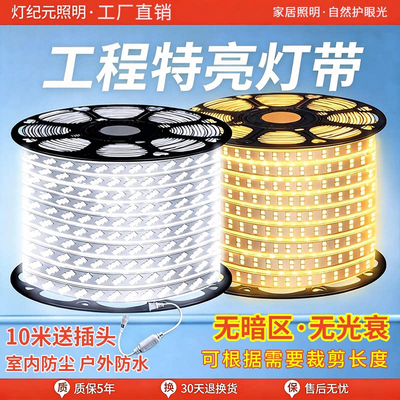 220v高压灯带led灯条家用客厅超亮工程外墙商用室外户外庭院防水