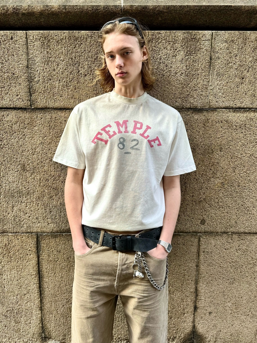 复古磨烂喷脏斑驳印花短宽版短袖