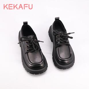 珂卡芙软面小皮鞋2024冬新款加绒舒适洋气学院风系带工作鞋乐福鞋