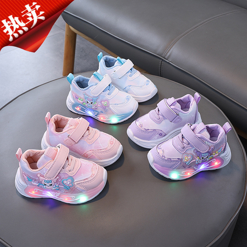 女童鞋子2025新款今年流行爆款儿童亮灯运动鞋小童卡通发光宝宝鞋