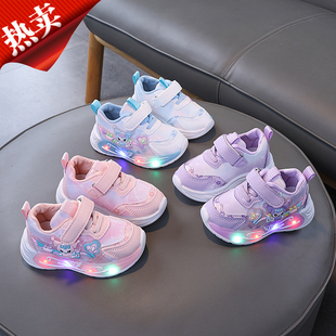 女童鞋子2025新款今年流行爆款儿童亮灯运动鞋小童卡通发光宝宝鞋