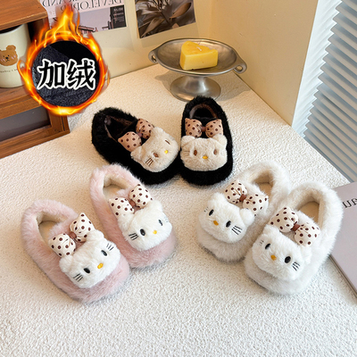 女童可爱猫咪毛毛鞋儿童棉拖鞋冬