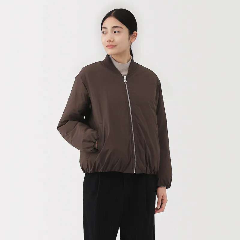 无印良品女式蓬松棉服立领夹克衫