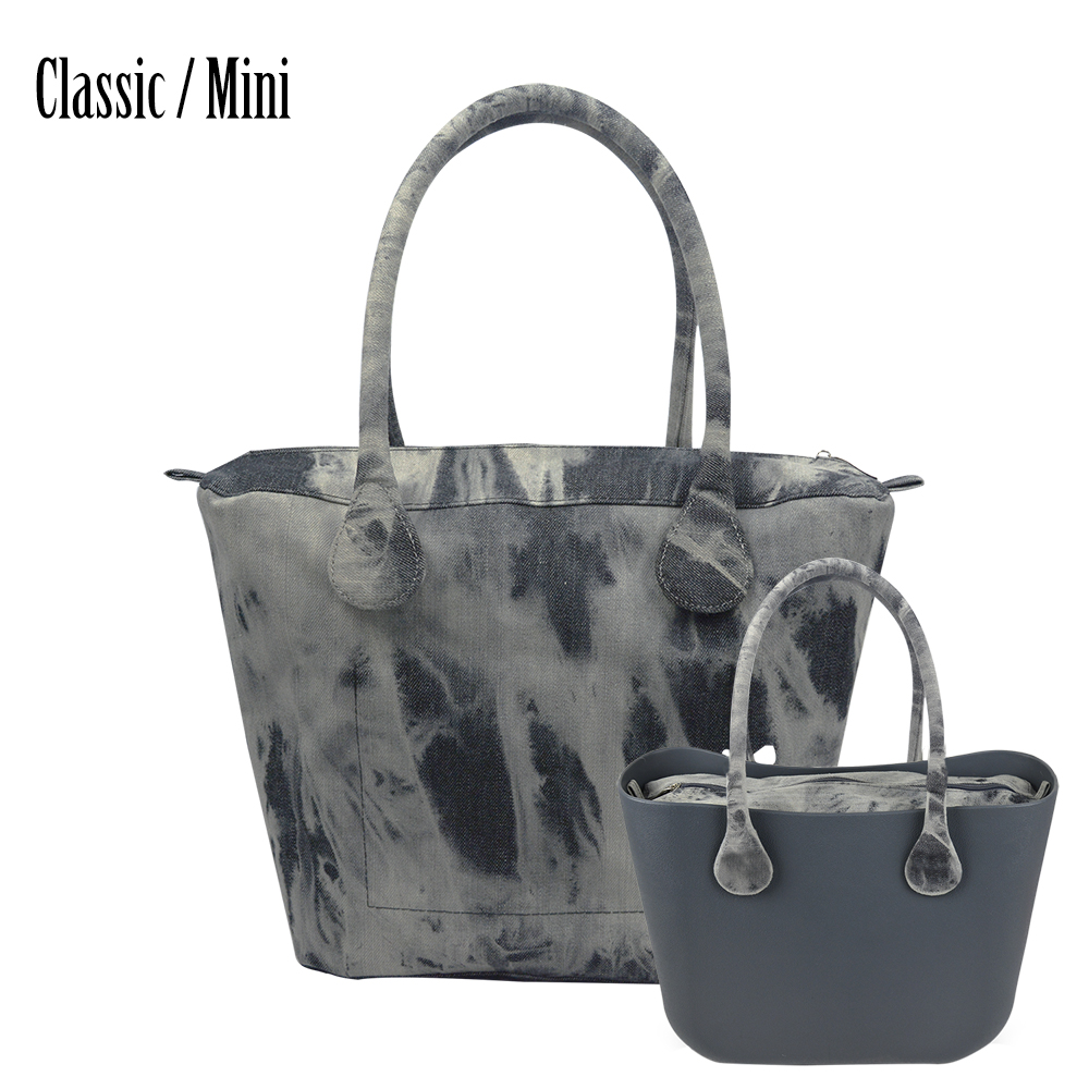 classic圆形牛仔帆布织物女士包