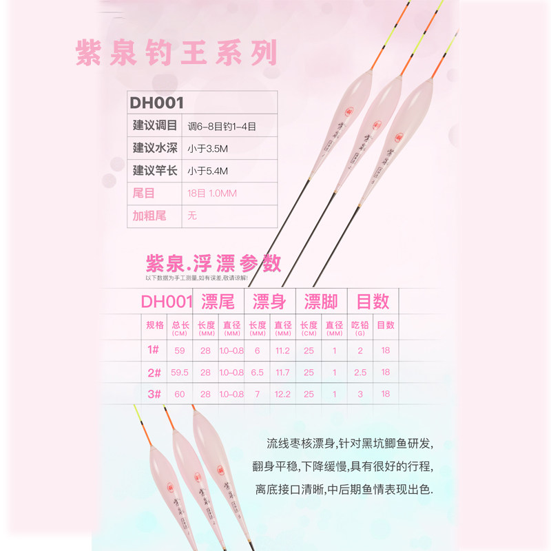 紫泉钓王浮漂纳米羽毛竞技DH001行程浮漂李超钓鱼漂谢仁浮漂DY001