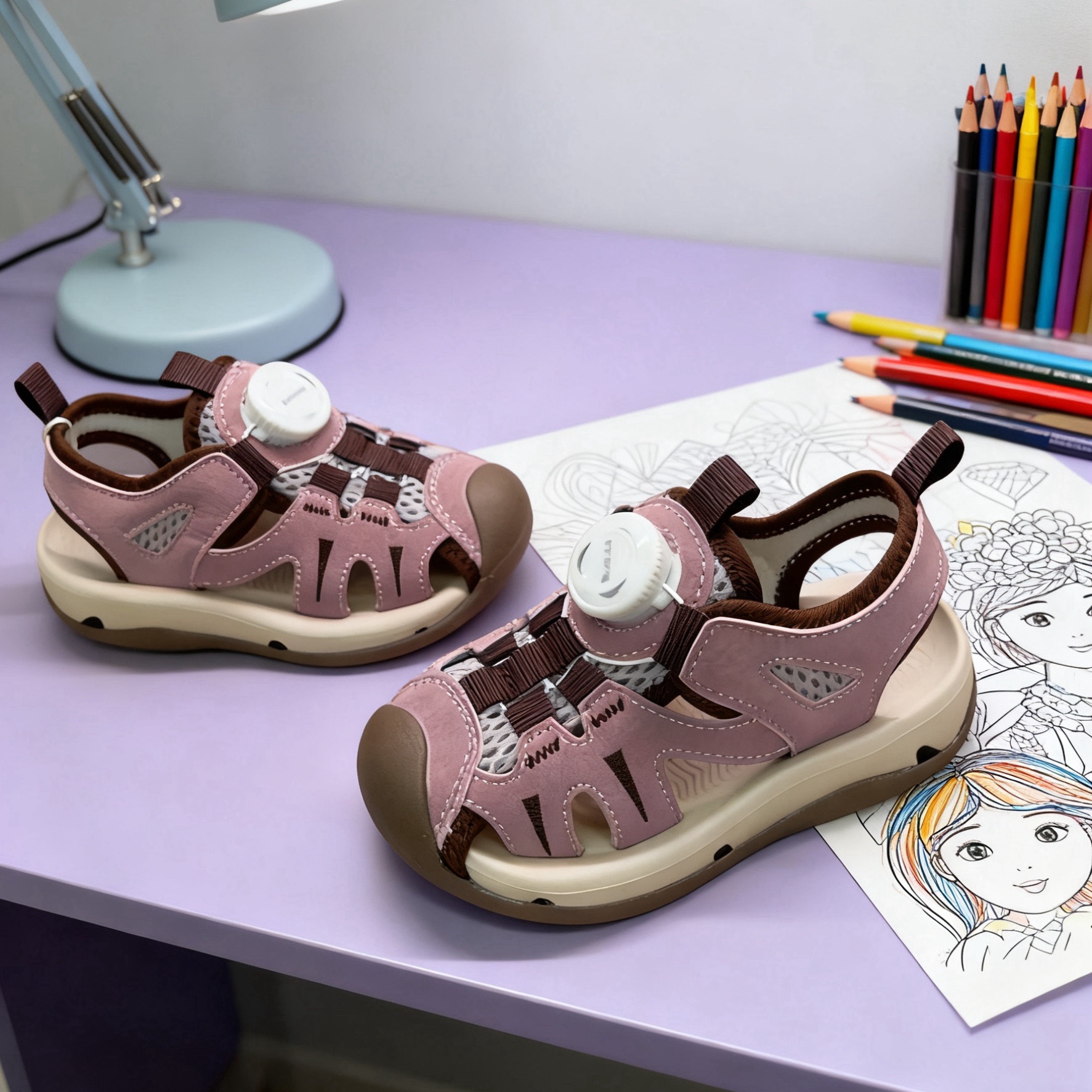 芭杜乐女童时尚运动旋转扣凉鞋