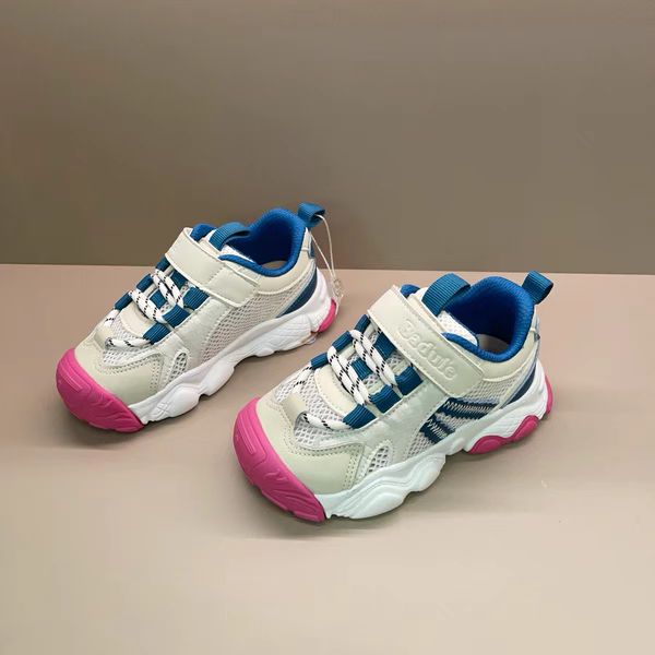 芭杜乐BADULE撞色运动鞋网孔透气轻便魔术贴男女童春夏时尚童鞋