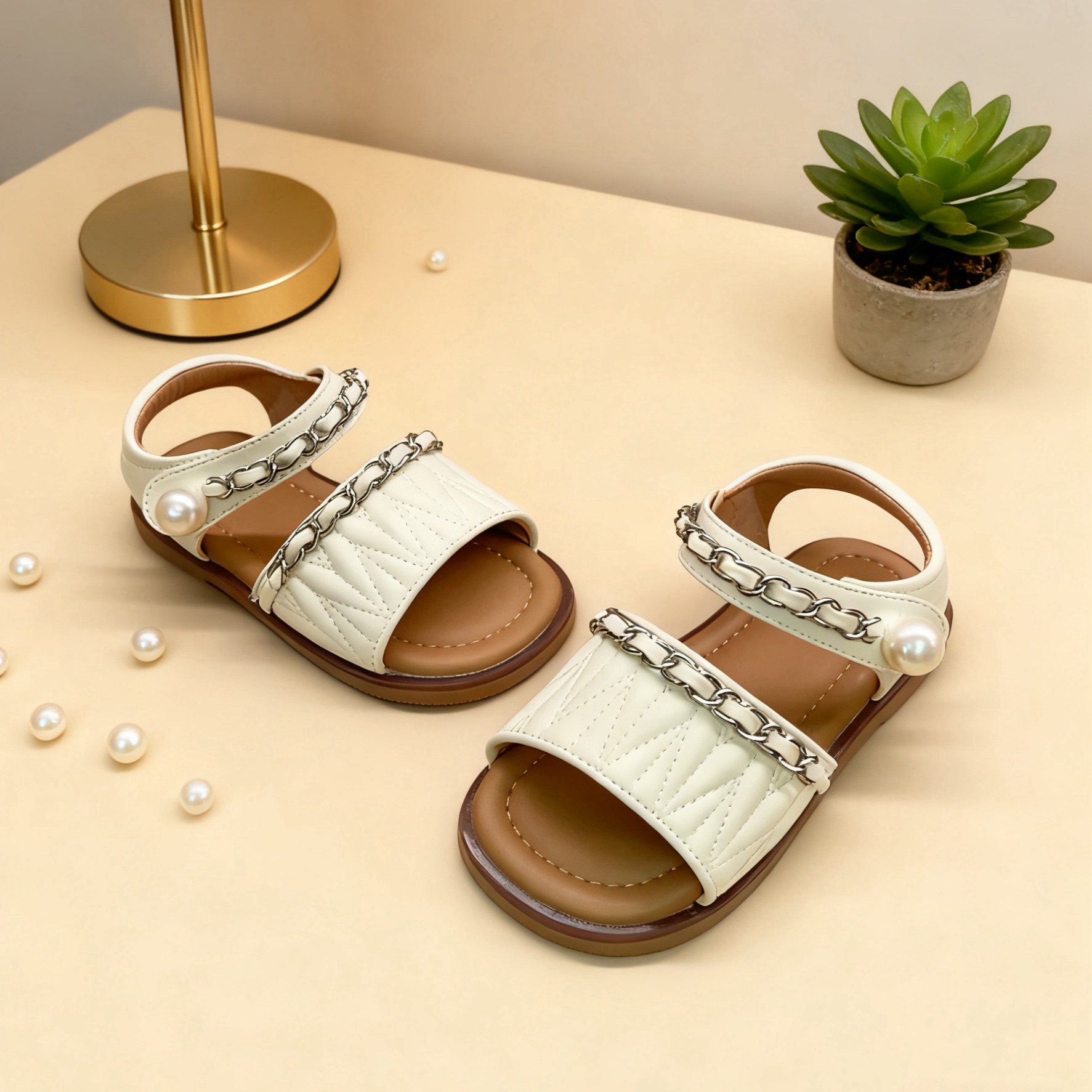 芭杜乐公主凉鞋女童魔术贴皮凉鞋