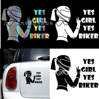 Respect for Bikers摩托车车贴汽车反光贴纸 女摩托骑手贴车身贴