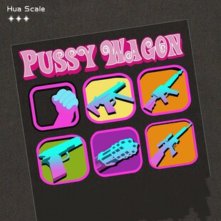 网红机车PUSSY WAGON反光车贴罪恶都市GTA电动车汽车个性装饰贴纸