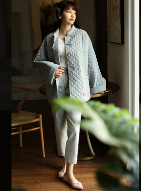 江南范中国风改良唐装旗袍上衣年轻秋冬轻薄设计感廓形素雅日常穿