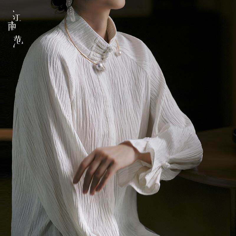 江南范白色衬衫长袖法式衬衣
