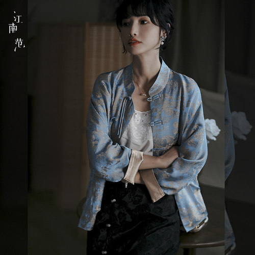 江南范清明上河图唐装开衫上衣