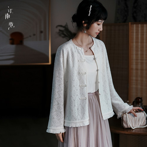 江南范白色唐装改良上衣女