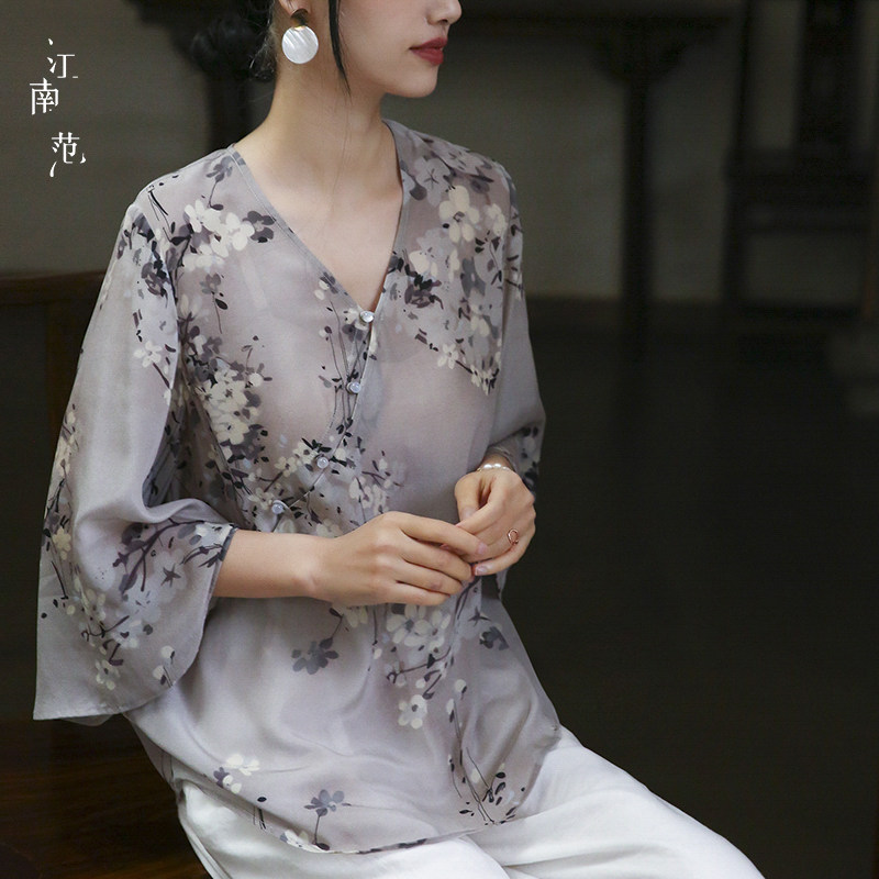 江南范改良版旗袍短款上衣夏季女装2025年中国风复古汉服唐装小衫