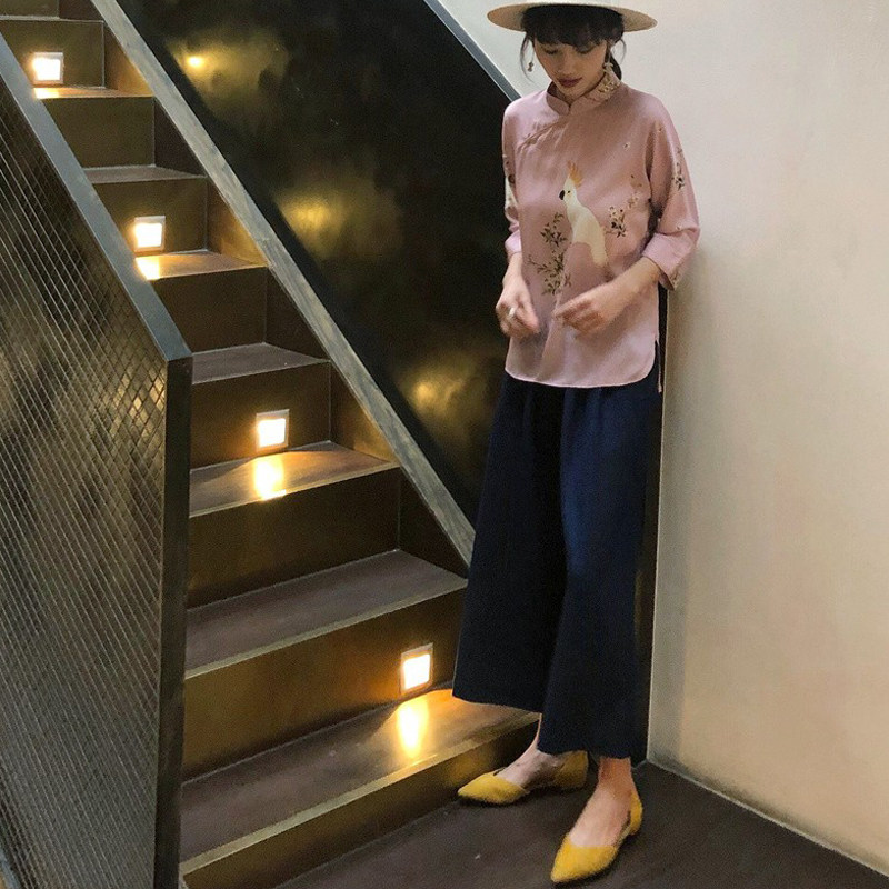 江南范阔腿牛仔裤女宽松八分裤女小个子高腰垂感网红休闲裤女
