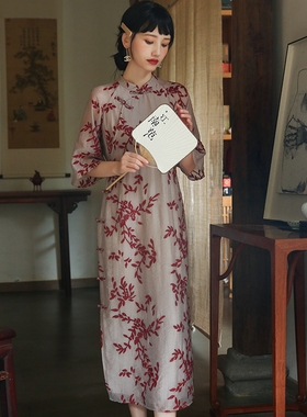 江南范低领高考送考旗袍夏改良版盘扣复古风绣花年轻款斜襟日常