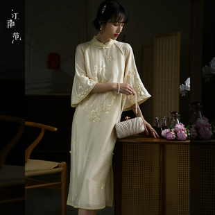 改良旗袍年輕款 國風重工刺繡盤扣復古連衣裙日常 女裝 江南范新中式