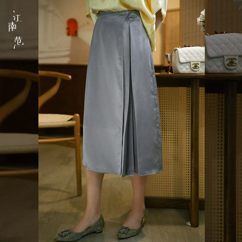 江南范灰色改良汉服半身裙图片