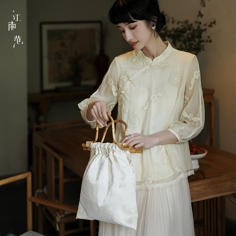 江南范新式改良旗袍唐装上衣夏民国风女装中国风盘扣宽松气质小衫