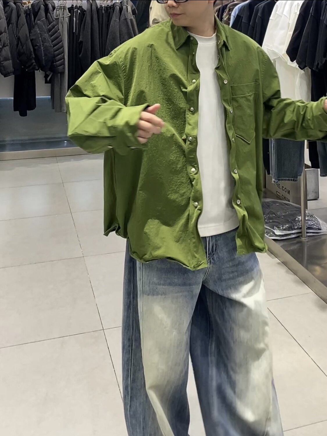 2026新款春装锦纶可调下摆衬衫男长袖衬衣时尚百搭上衣