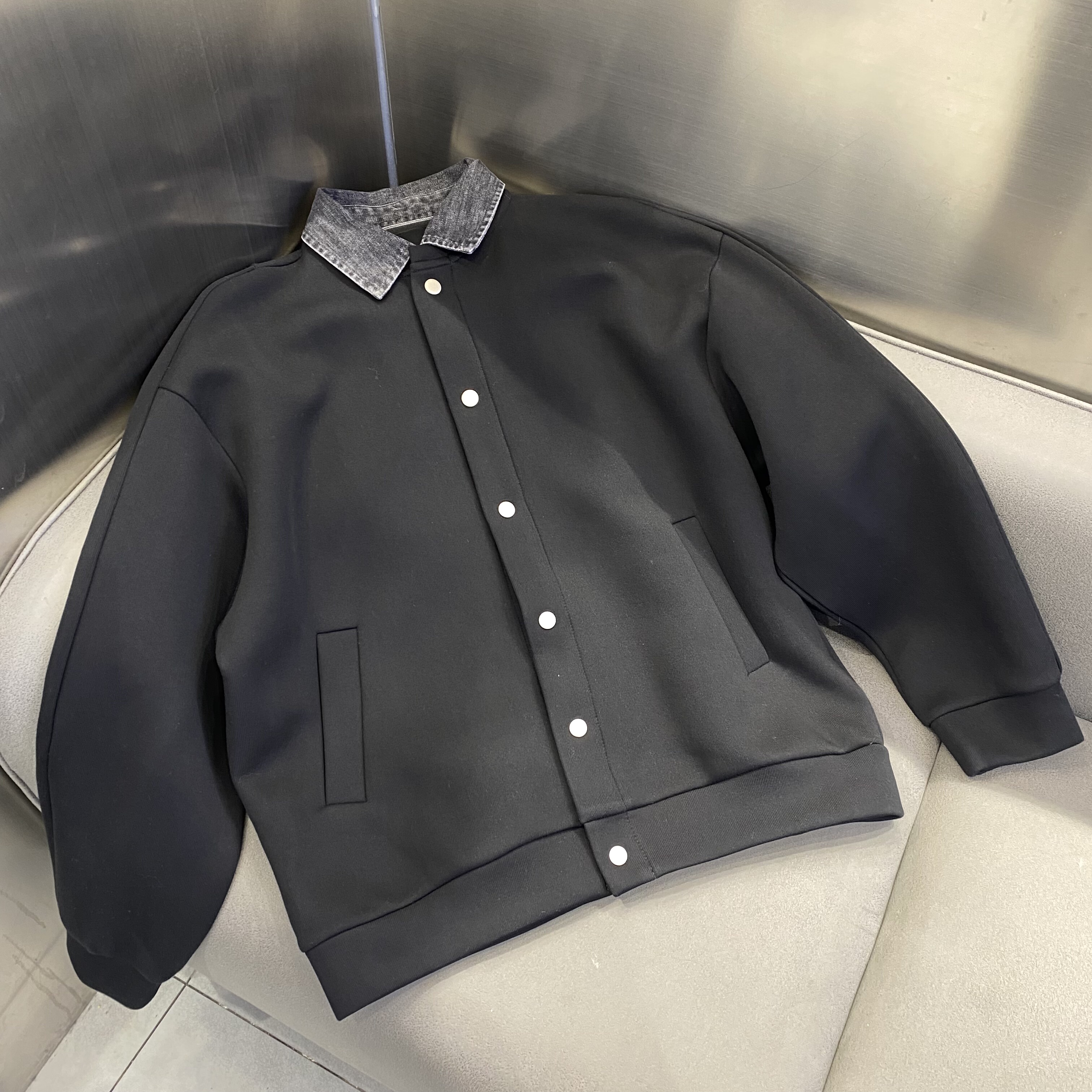 2026新款春装珠地棉夹克男短款牛仔翻领外套时尚百搭上衣