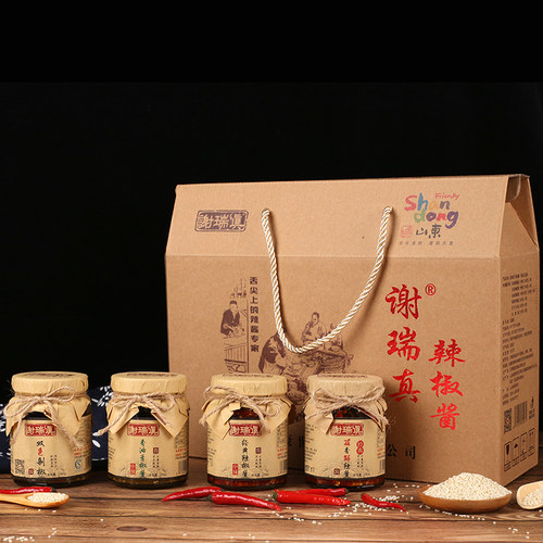 谢瑞真手工自制辣椒酱礼盒4瓶装