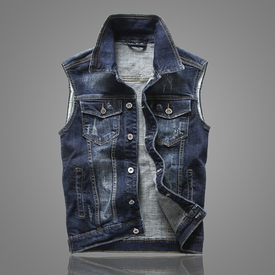 春夏秋牛仔马甲男无袖坎肩