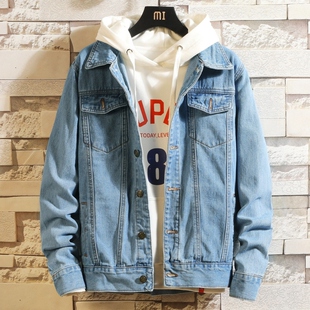 春秋季牛仔外套男韩版修身情侣机车夹克青年大码牛仔衣服潮牌上衣