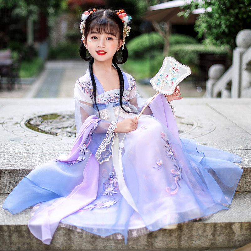 女童汉服中国风超仙女公主春装连衣裙小女孩儿童薄款襦裙古风飘逸