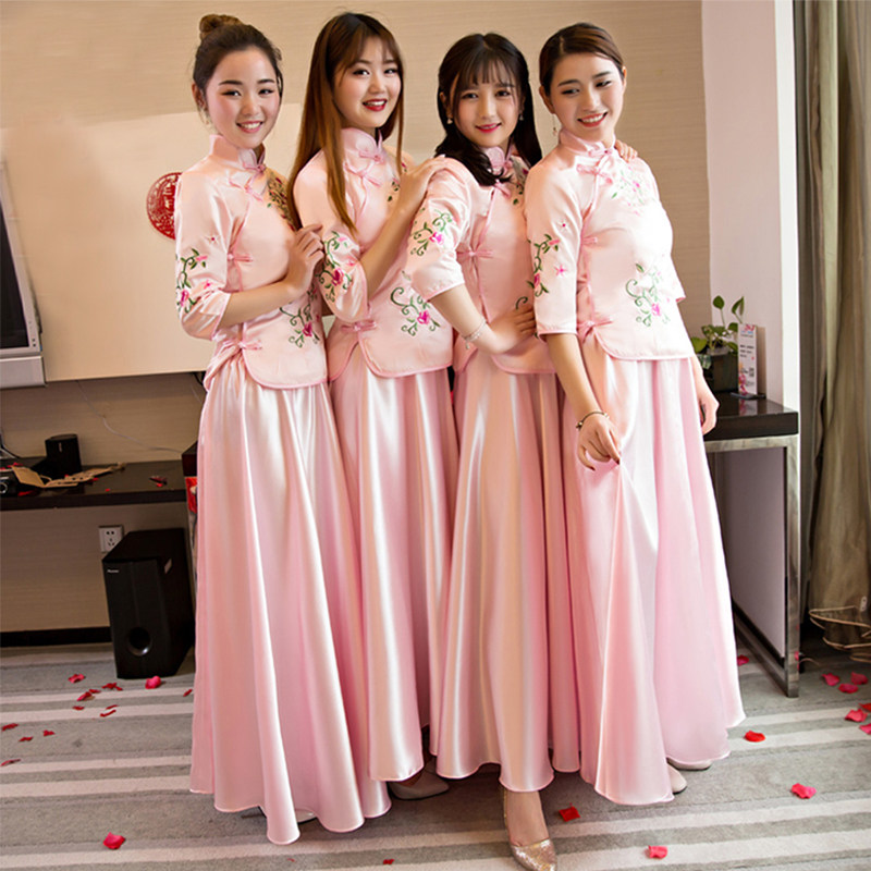 古筝演出服套装民国风2019春季新款新娘姐妹团闺蜜装中式伴娘服女|ruв категории Женская одежда, костюм/национальная одежда/театр костюм, национальная одежда/этап погрузки - от Buy2taobao.com для оказания профессиональной услуги покупки агента Taobao
