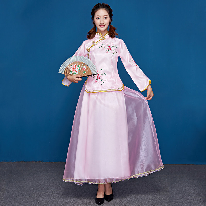 民國風兩件套2019新款學生裝中式伴娘服姐妹團刺繡古筝演出服長袖在類目 女裝/女士精品, 唐裝/民族服裝/舞臺服裝, 民族服裝/舞臺裝中 - 來自Buy2taobao.com提供專業的淘寶代購服務