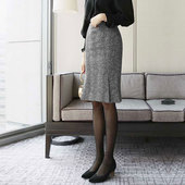百搭中长款 新款 一步裙高腰包臀裙 毛呢半身裙秋冬女2025秋季 冬季