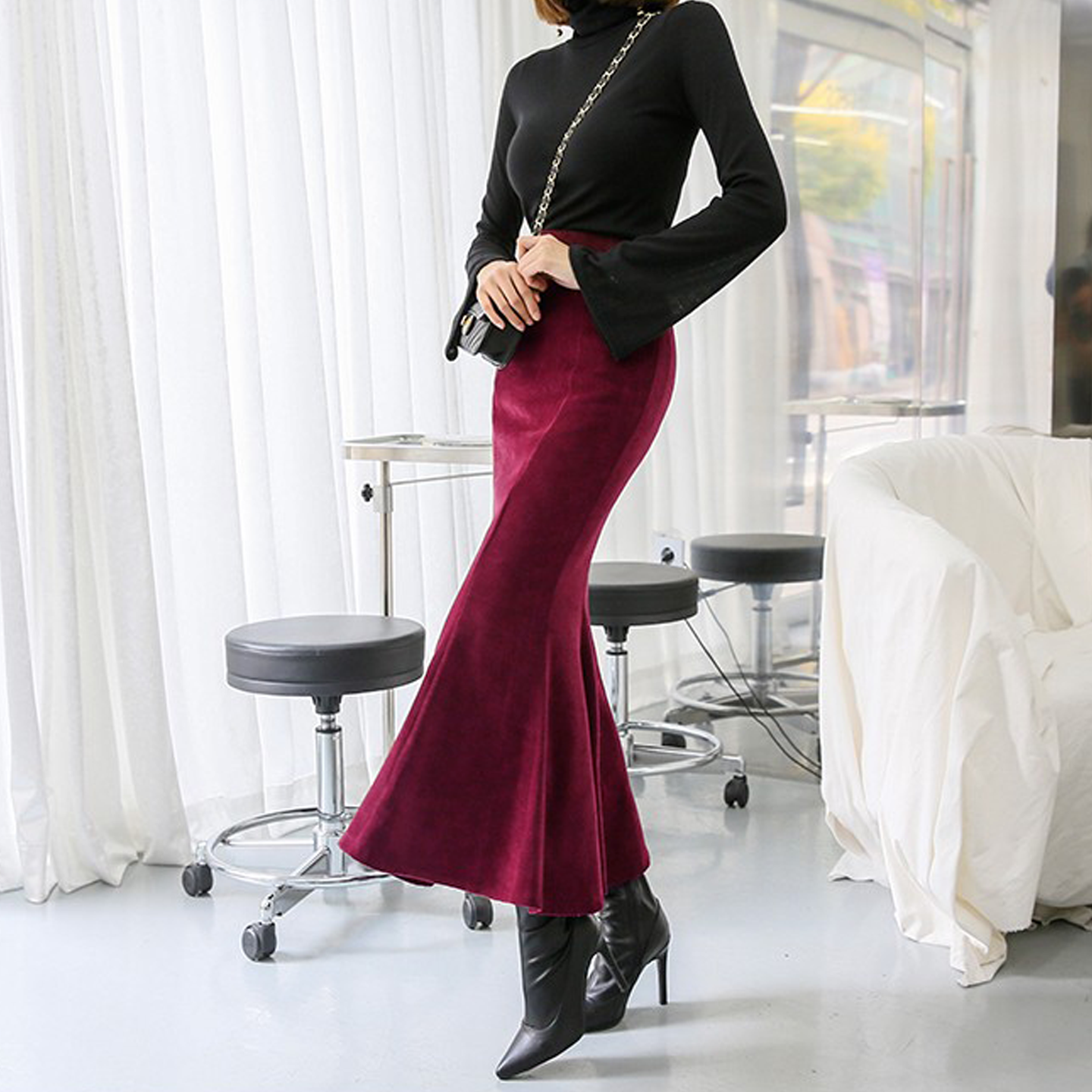 麂皮绒半身裙女2025秋季新款百搭高腰遮胯显瘦包臀荷叶鱼尾长裙冬,女装/女士精品,半身裙,淘宝优惠券,粉丝福利购,淘宝优惠卷