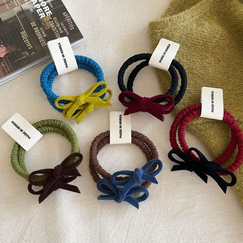 学生秋冬百搭彩色丝绒蝴蝶结发圈少女发绳女童双马尾扎发皮筋头绳