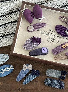 韩版女孩甜美芭蕾系蝴蝶结发夹儿童毛呢小结BB夹女童刘海碎发夹子