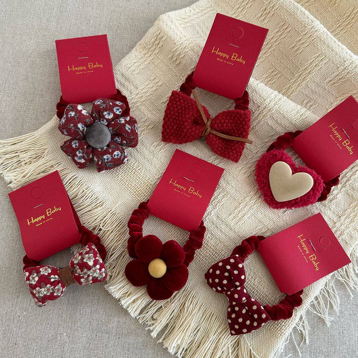 女童新年红色发饰儿童爱心花朵蝴蝶结发圈小女孩碎花头绳少女发绳,童装/婴儿装/亲子装,发饰,淘宝优惠券,粉丝福利购,淘宝优惠卷