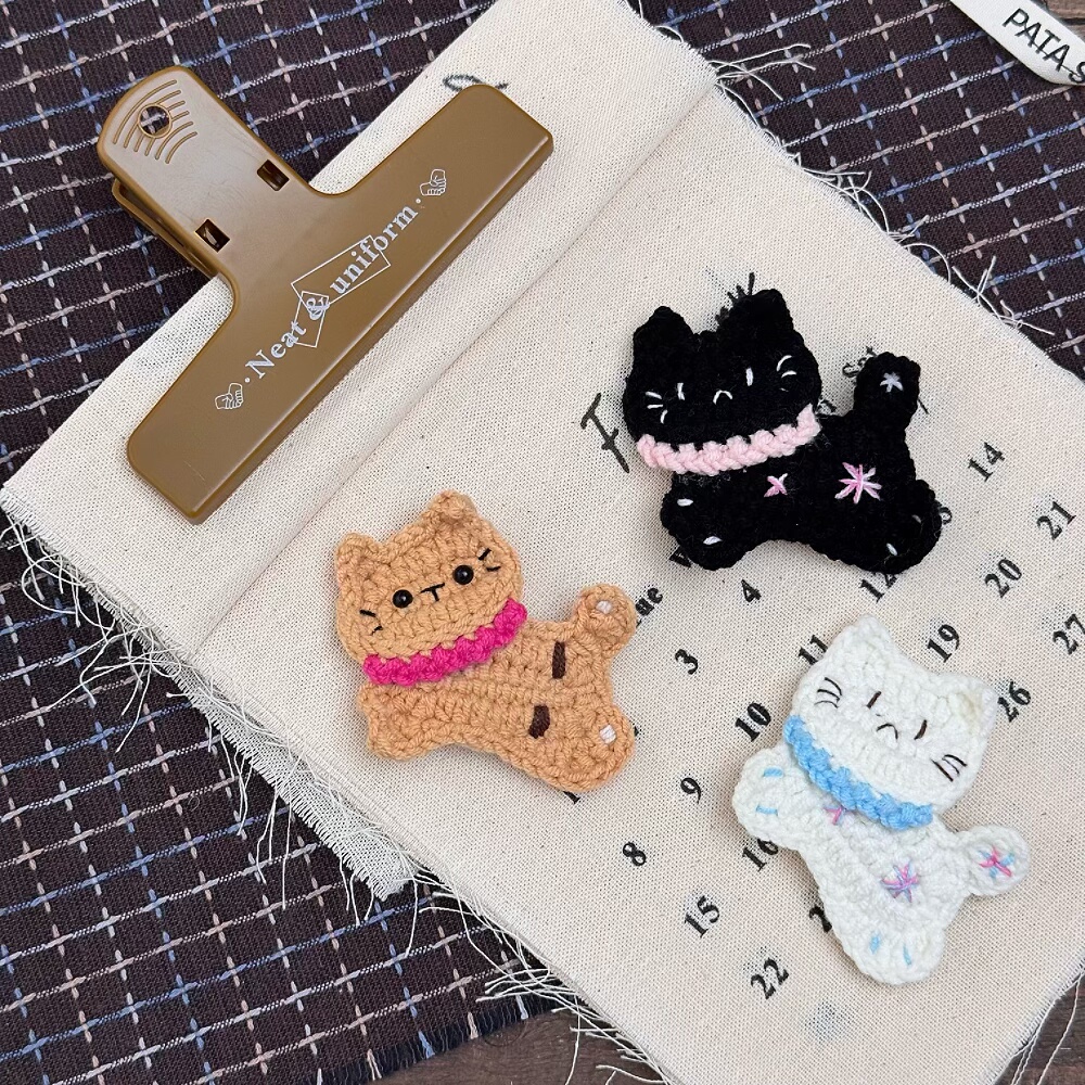 韩儿童可爱毛线小猫咪发夹女童甜美手工刘海夹边夹小女孩碎发夹子