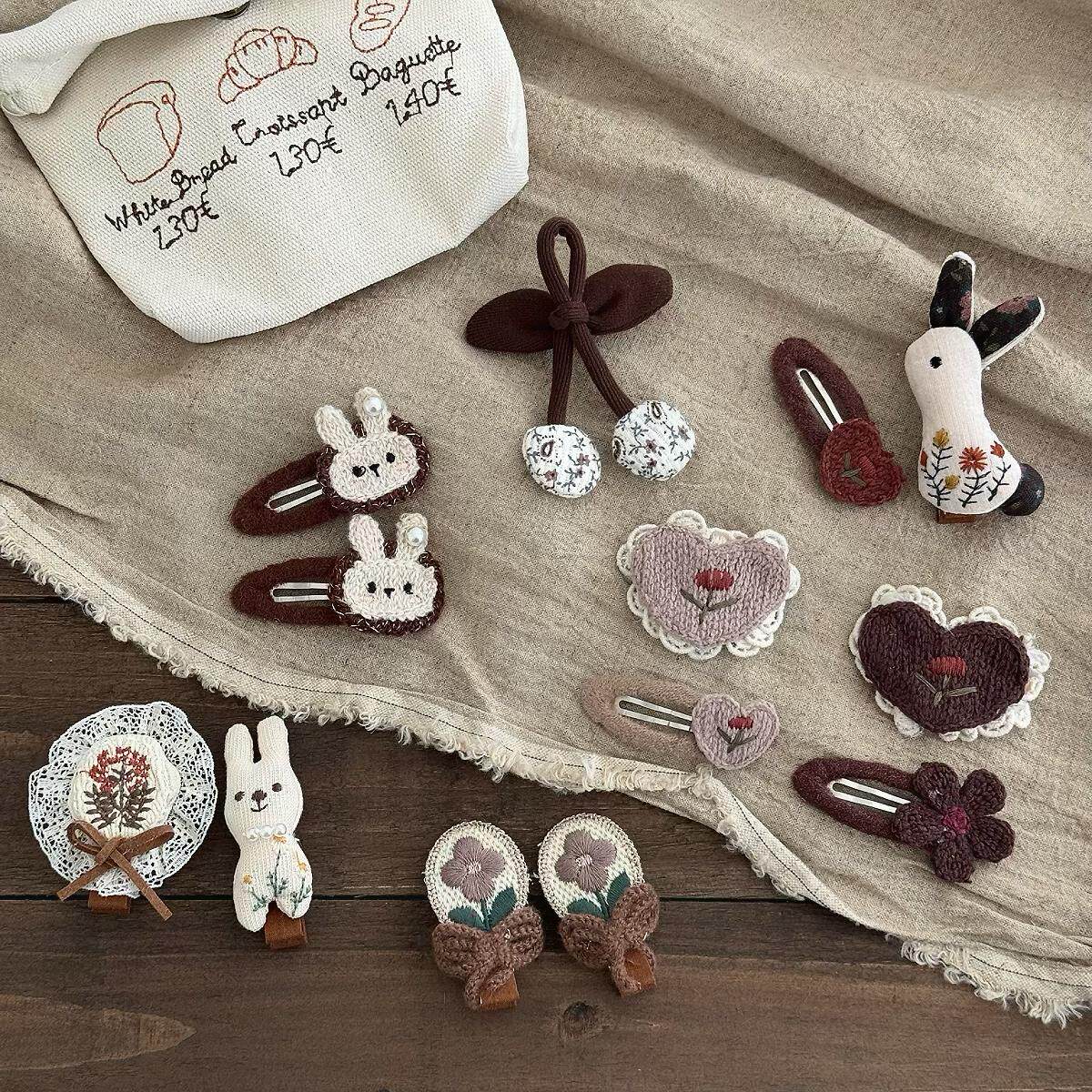 手工亚麻蕾丝森系发饰儿童可爱布艺绣花小兔BB夹女百搭樱桃刘海夹,童装/婴儿装/亲子装,发饰,淘宝优惠券,粉丝福利购,淘宝优惠卷