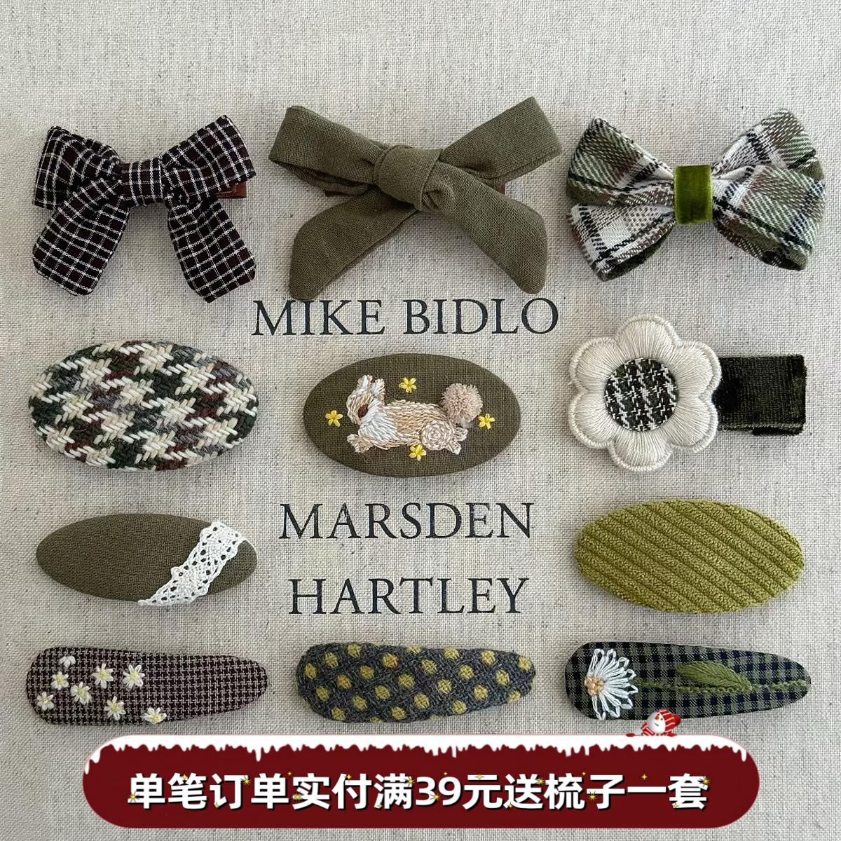 韩布艺芥绿绣花BB夹女孩爱丽丝发饰儿童刺绣兔子刘海夹蝴蝶结鸭夹