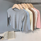 t恤男童装 圆领纯色打底衫 纯棉休闲上衣长袖 儿童宝宝女童基础