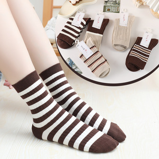 5双海百娜秋冬新款女士中筒双针休闲棉袜不掉色辽源适合35-39脚穿