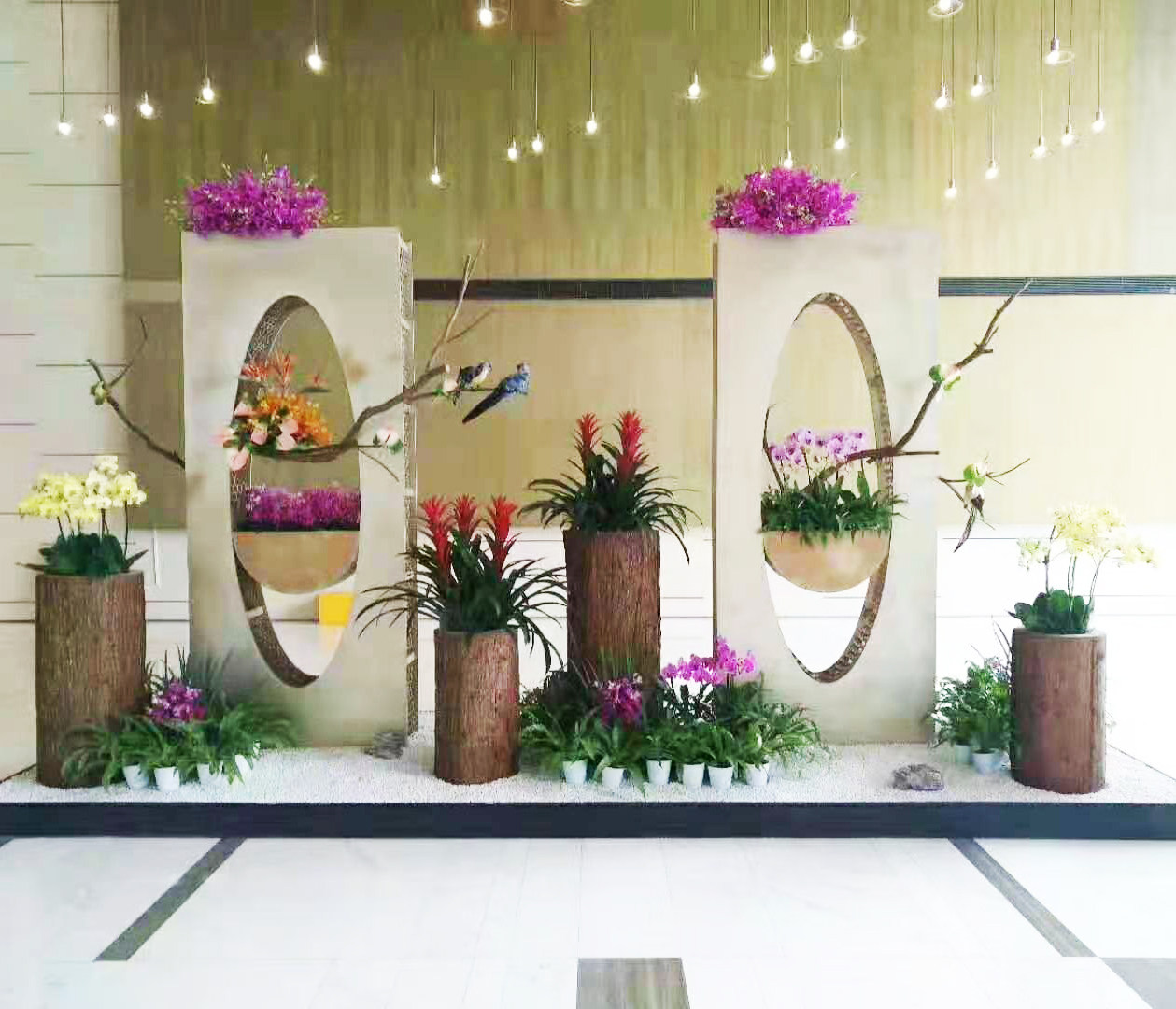 仿真花艺木质花架落地式时尚木头架子欧式插花木桩橱窗展示道具