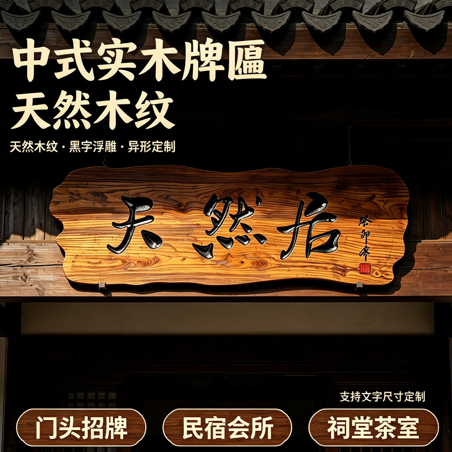 木制牌匾实木东阳木雕仿古对联店面门头木质招牌弧形木头刻字菜牌