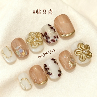 鎏金絮语手工设计2025新款纯手工穿戴甲美甲高级小众ins甜美网红