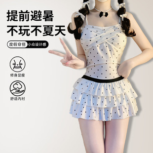 泳衣女海边 绝美纯欲小胸聚拢感甜美遮肉显瘦保守连体裙式