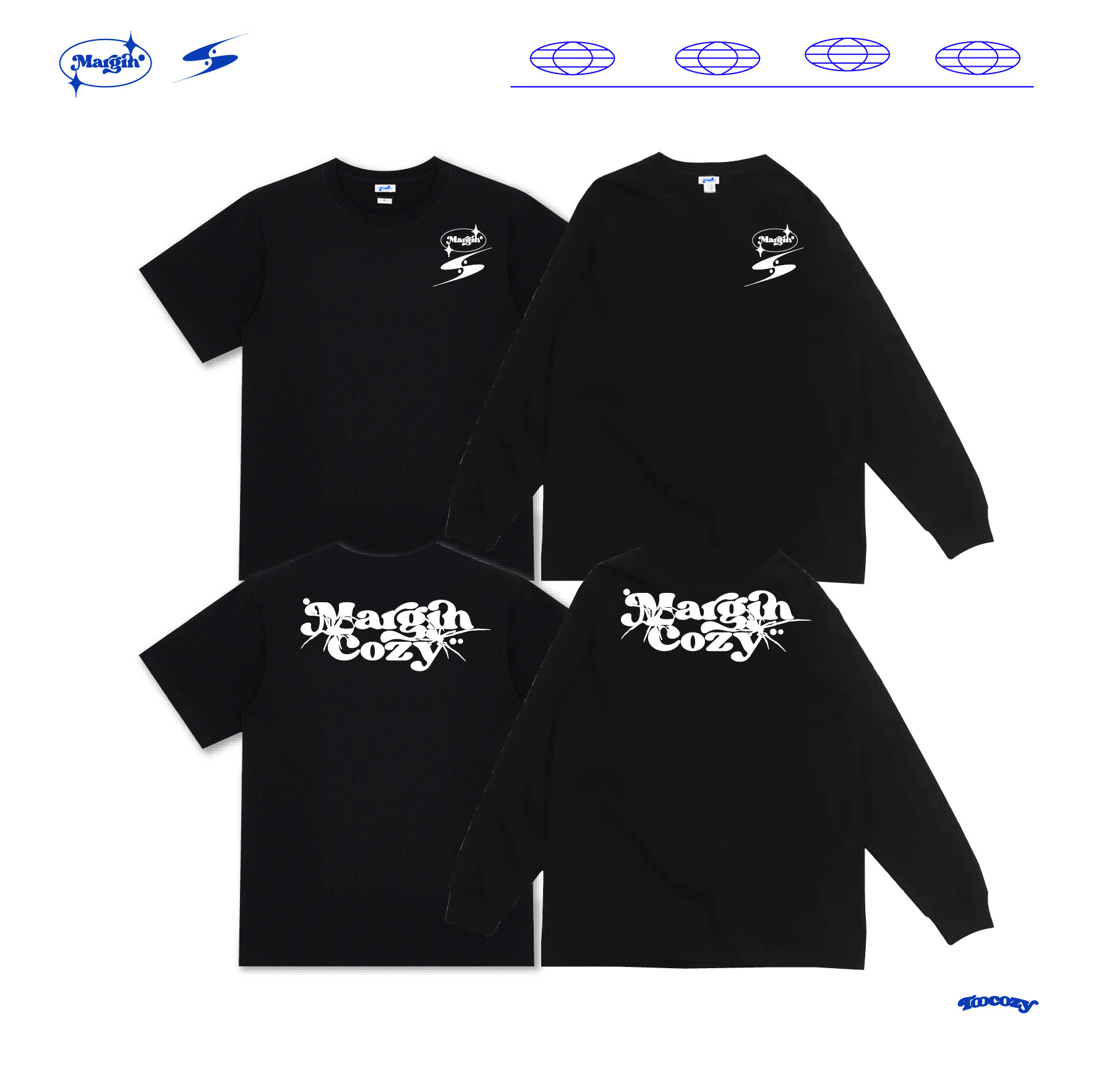 margin 长袖t恤男女春秋季潮牌基础logo宽松潮流衣服黑色